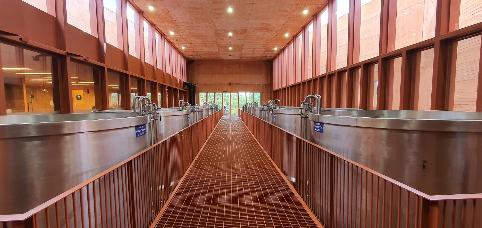 Pasarela con rejilla y barandales